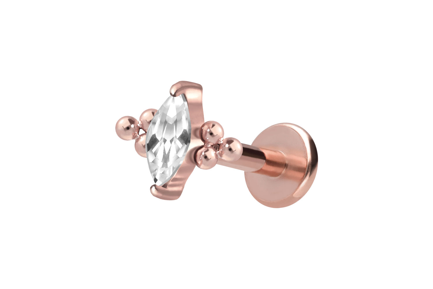 Titan Labret Piercing mit Innengewinde KRISTALLTROPFEN + 6 KUGELN